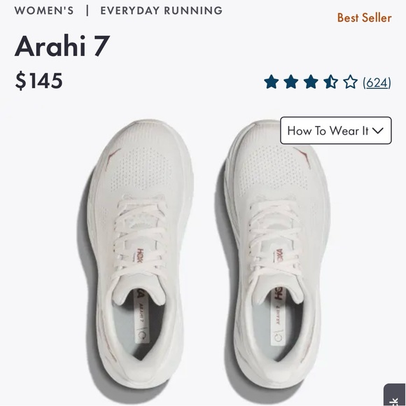 NEW IN BOX Hoka One Arahi 7 Rose Gold Blanc de Blanc Womens Size 8 - Picture 6 of 12